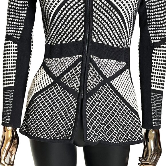 Nic + Zoe Black White Textured Zip Sweater Jacket Size XS - Picture 5 of 12
